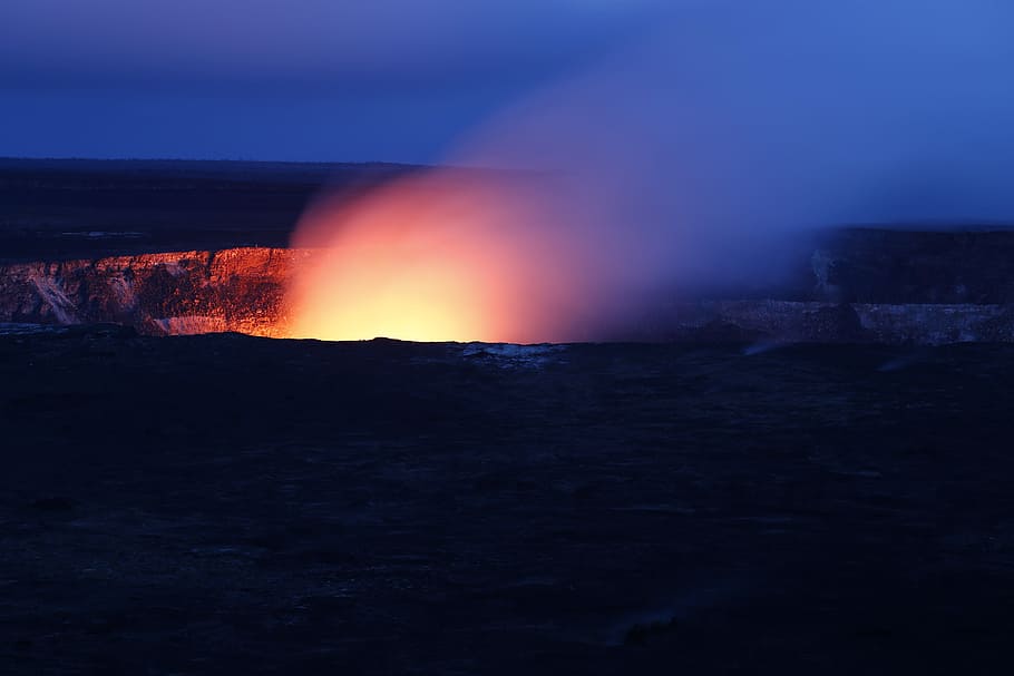 Volcano Light Lava Flare, evening, fire, flames, hot, natural HD wallpaper
