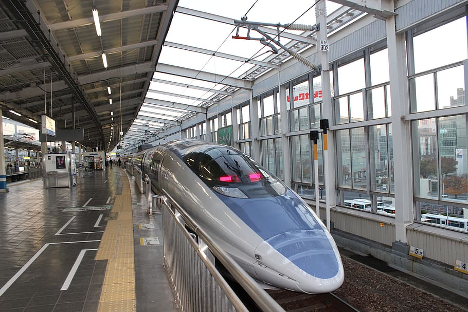 white and gray bullet train inside train station at daytime, 500 series, HD wallpaper