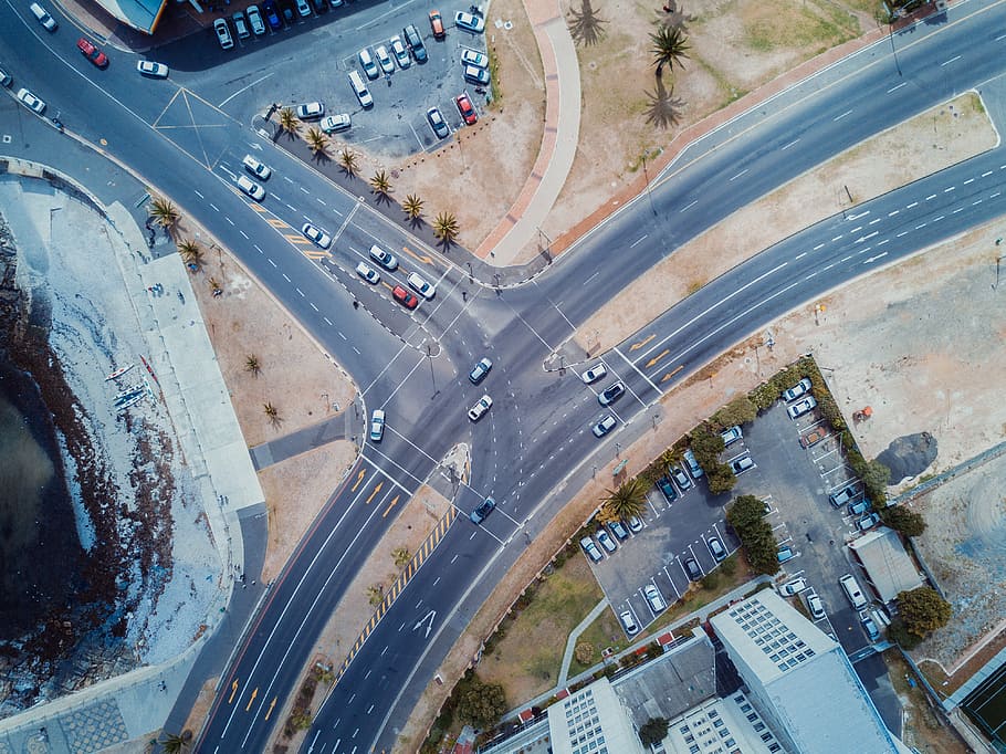 aerial view of road, architecture, building, infrastructure HD wallpaper
