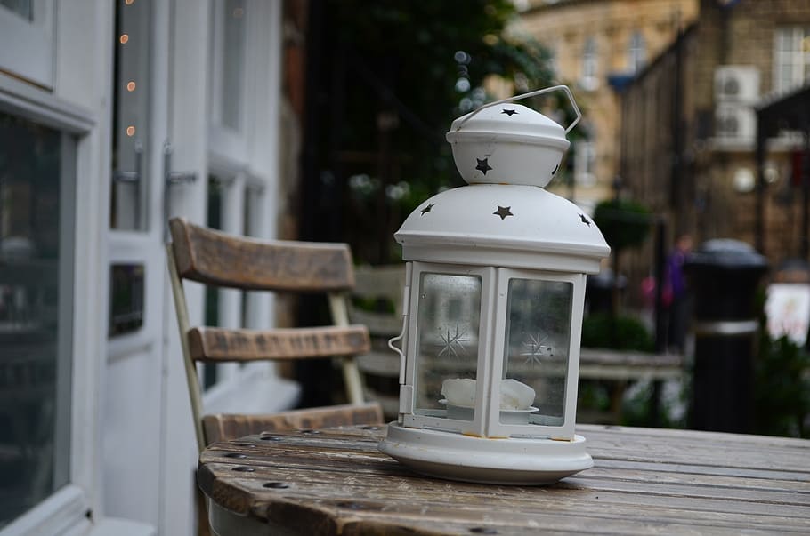 White, Lantern, Table, Background, lights, decorations, candle HD wallpaper
