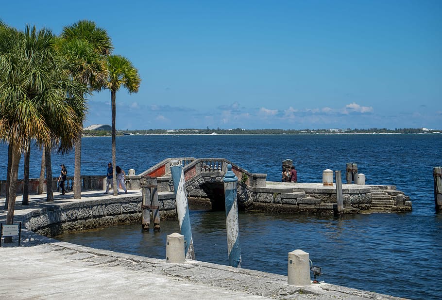 vizcaya, miami, florida, dock, ocean, historic, architecture, HD wallpaper