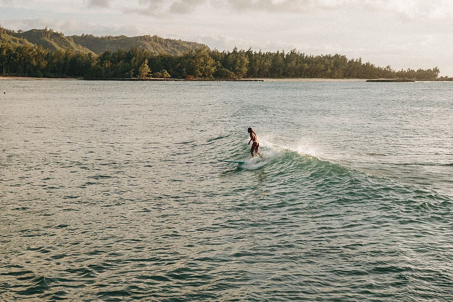 woman surfing during daytime, person surfing screenshot, ocean wave HD wallpaper