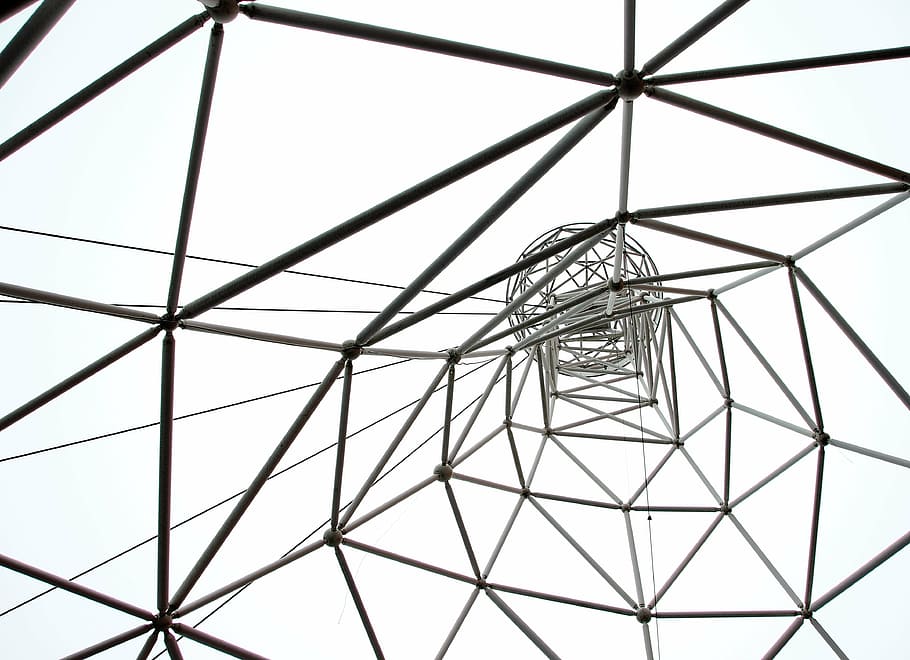 scaffold, frame, tv tower, reception, braid, metal, spider webs HD wallpaper