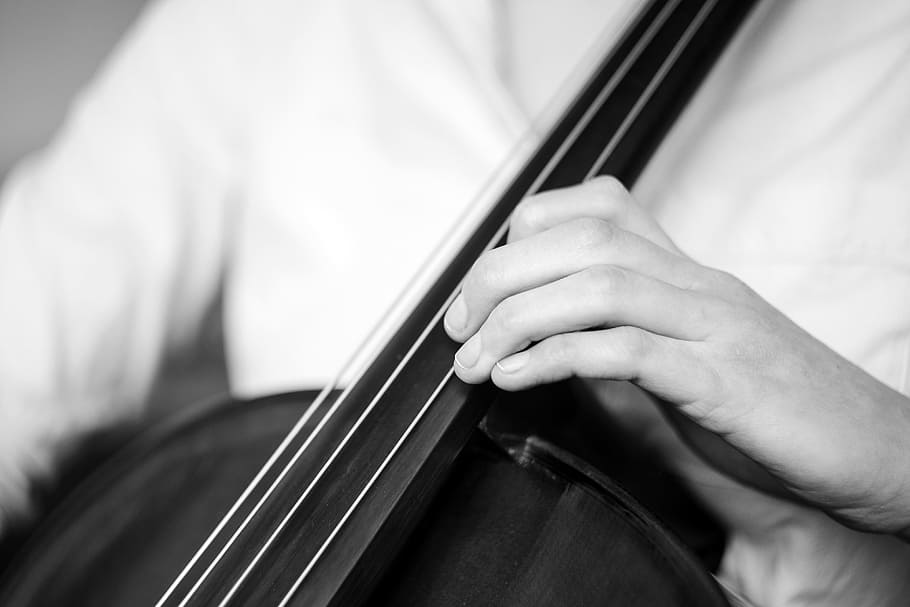 Playing cello, black and White, objects, people, music, musical Instrument HD wallpaper