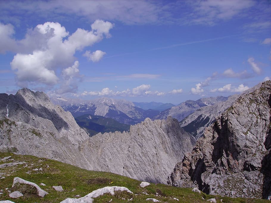 mountains, nature, austria, clouds, wide, sky, cloud - sky HD wallpaper