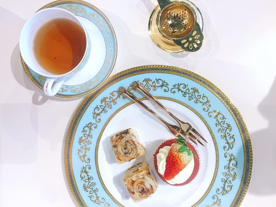 Hd Wallpaper Teacup Filled With Tea Beside Saucer Afternoon Tea Red Velvet Wallpaper Flare
