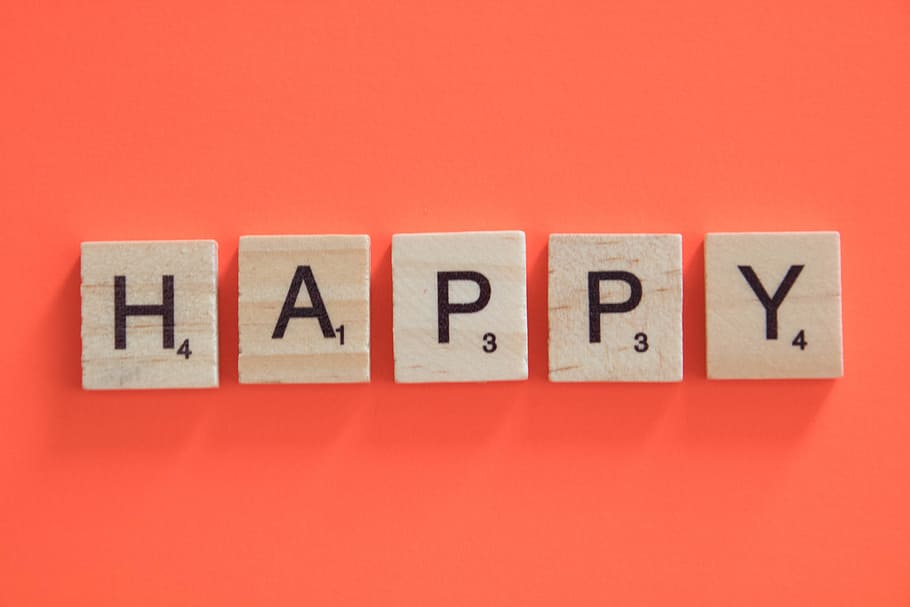happy, scrabble, luck, text, communication, colored background HD wallpaper