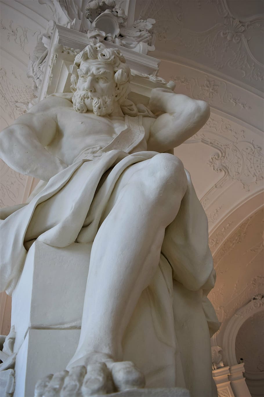 statue, column, castle, vienna, belvedere, atlas, imposing HD wallpaper