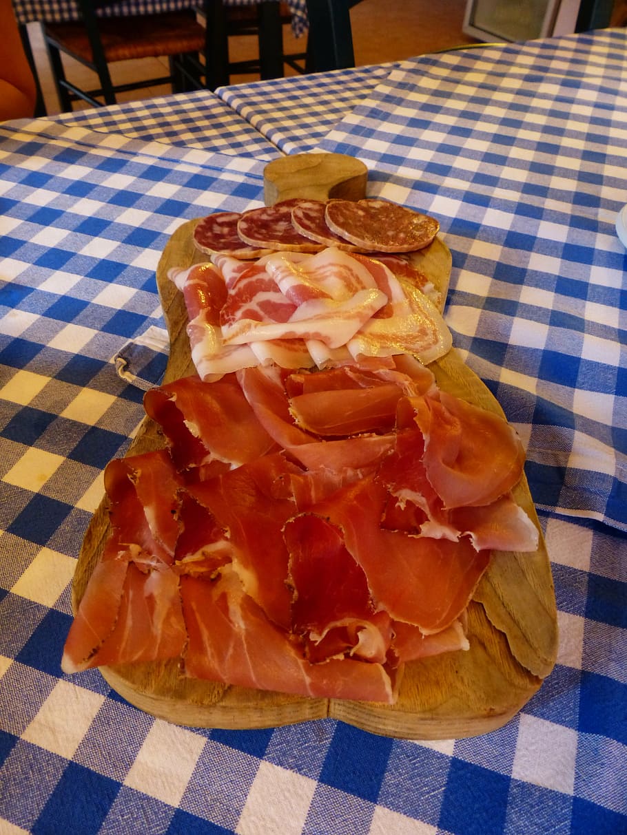 ham, sausage, salami, board, vespers, vesperbrett, smoked, delicious, HD wallpaper