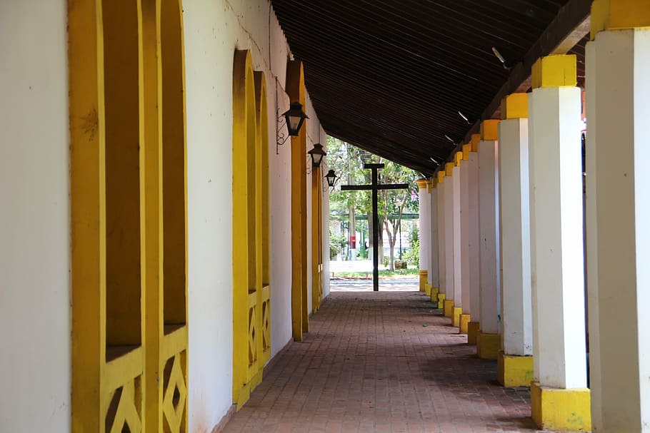 floor, away, colonial style hall, pasillo estilo colonial, san pedro del ycuamandyyu, HD wallpaper