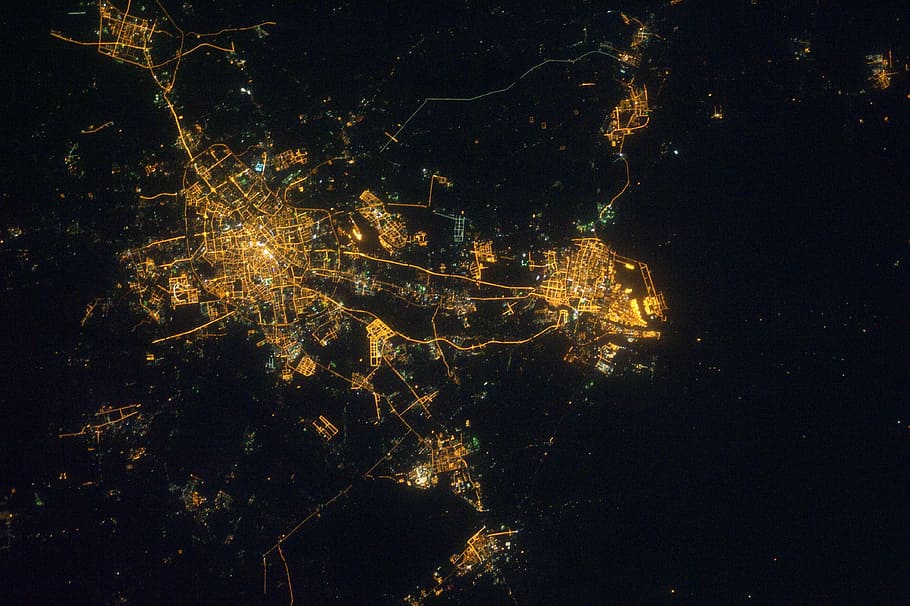 Satellite Image of Tianjin, China, photos, geography, lights, HD wallpaper