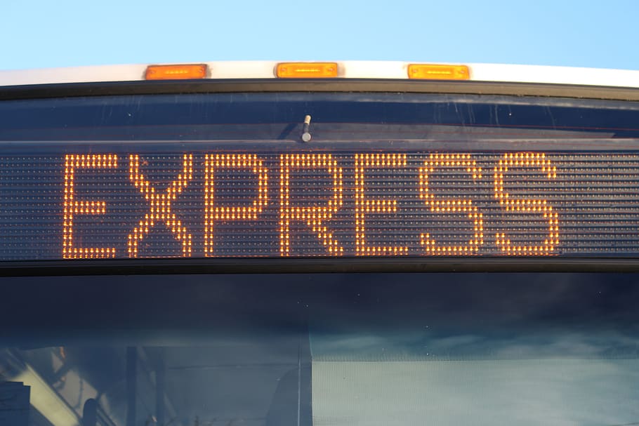 express, bus, weather vane, fast, text, communication, city HD wallpaper
