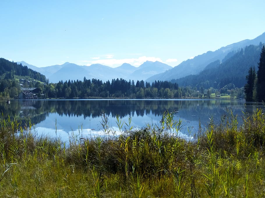 schwartzee, austria, lake, mountain, nature, landscape, valley HD wallpaper