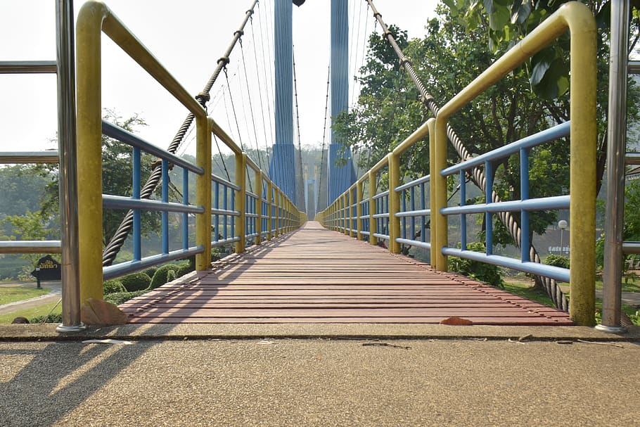 bridge, passage, pathway, track, tread, walkway, building, wooden bridge HD wallpaper