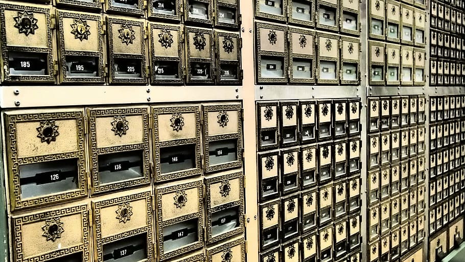 safe deposit box, post, office, full frame, in a row, no people, HD wallpaper