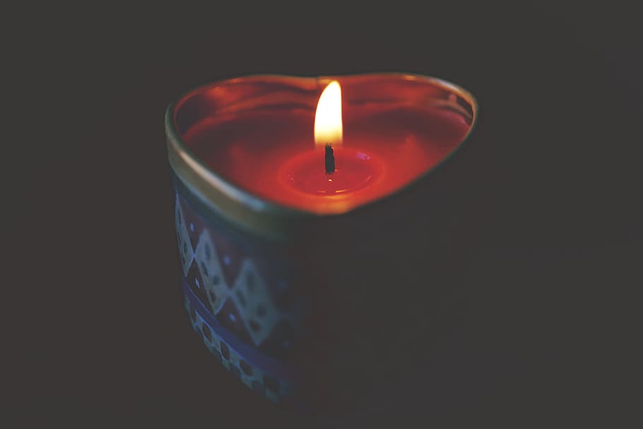 heart, shape, candle, light, fire, night, burning, flame, fire - natural phenomenon HD wallpaper