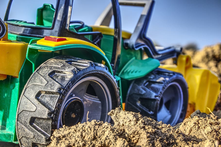 tractor, close, macro, toys, children toys, blade, excavators HD wallpaper