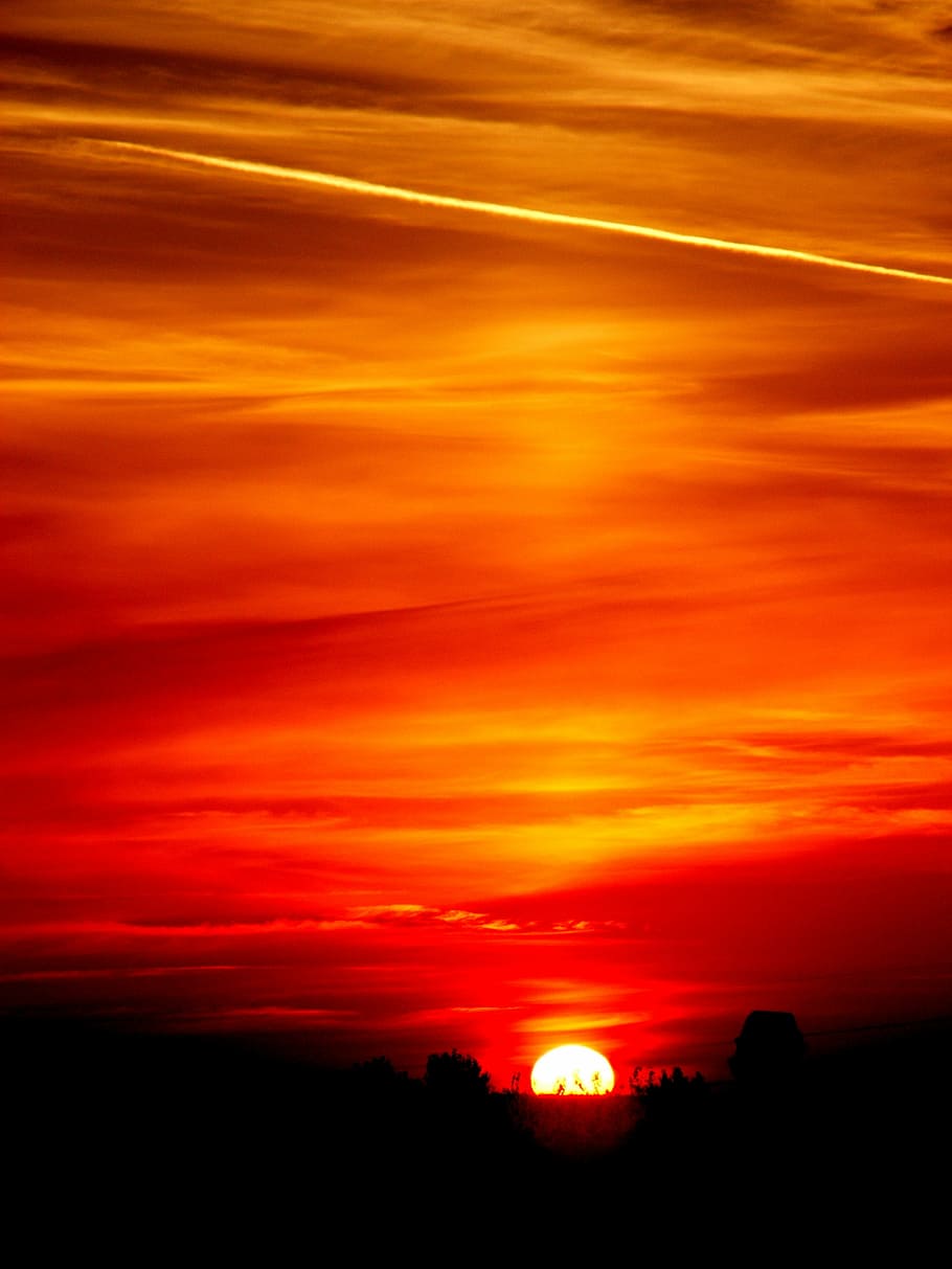 landscape photo of the golden hour, sun, sky, cloud, red, twilight HD wallpaper