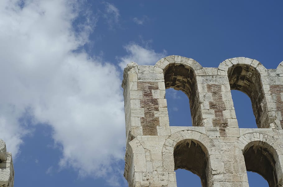 sky, clouds, blue, temple, acropolis, athens, europe, parthenon HD wallpaper