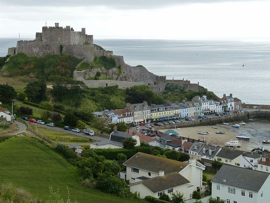 Jersey, Castle, Orgueil, Port, Ships, island of jersey, sea HD wallpaper
