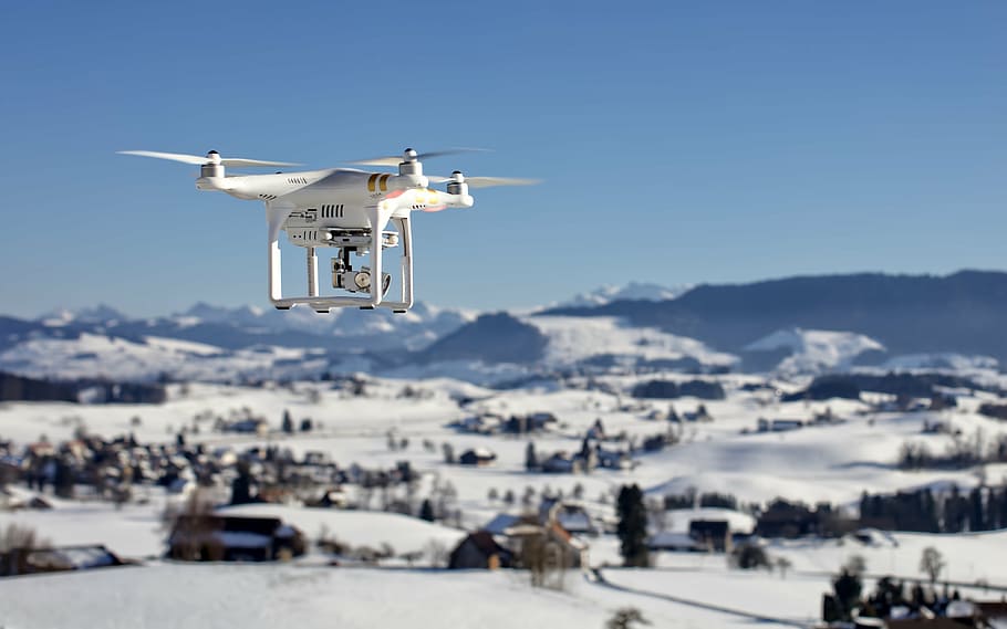 white drone flying in mid air during daytime, camera, hd, helicopter HD wallpaper