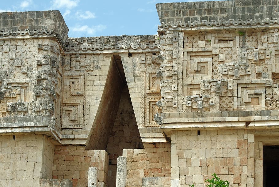 mexico, uxmal, vault, maya, ruins, decoration, architecture