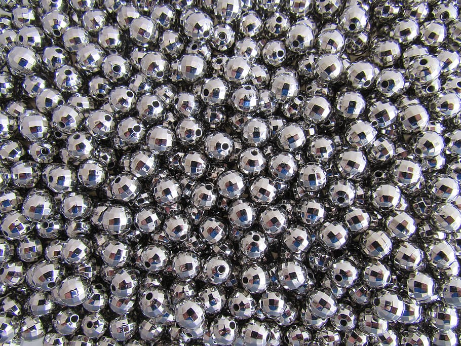 silver-plated, balls, beads, full frame, backgrounds, no people HD wallpaper