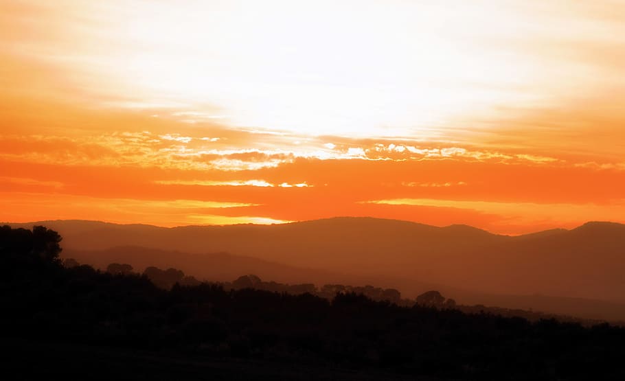 Sun, Sunset, Tunisie, Sunrise, sky, sunlight, silhouette, orange color HD wallpaper