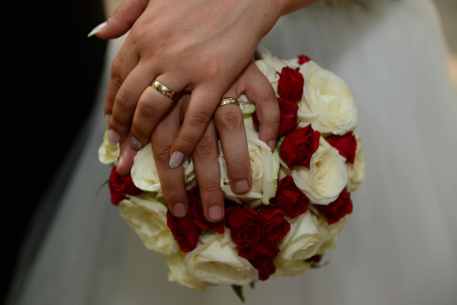 Wedding, Bouquet, Love, human hand, human body part, one person HD wallpaper