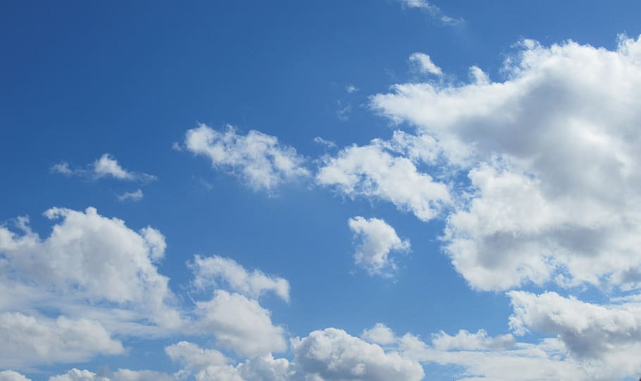 spring, in the morning, clouds, sky, cloud - sky, blue, cloudscape HD wallpaper