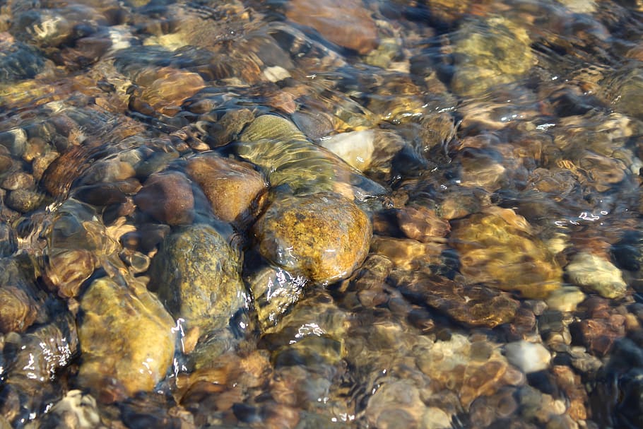stone, water, nature, river, rock, solid, no people, transparent HD wallpaper