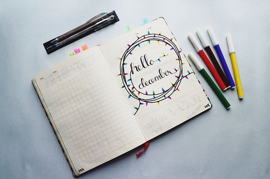 Writings On A Planner, colored markers, colorful, colourful, composition HD wallpaper
