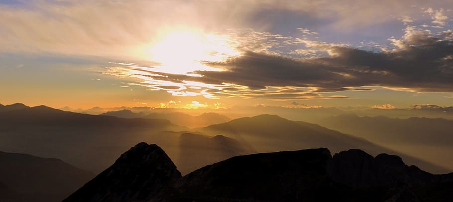 Sunset, Mountain, Cloud, carega, sky, italy, twilight, nature HD wallpaper