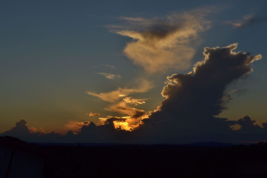 Nature, Sol, Cloud, Clouds, Eventide, sunset, sky, silhouette HD wallpaper