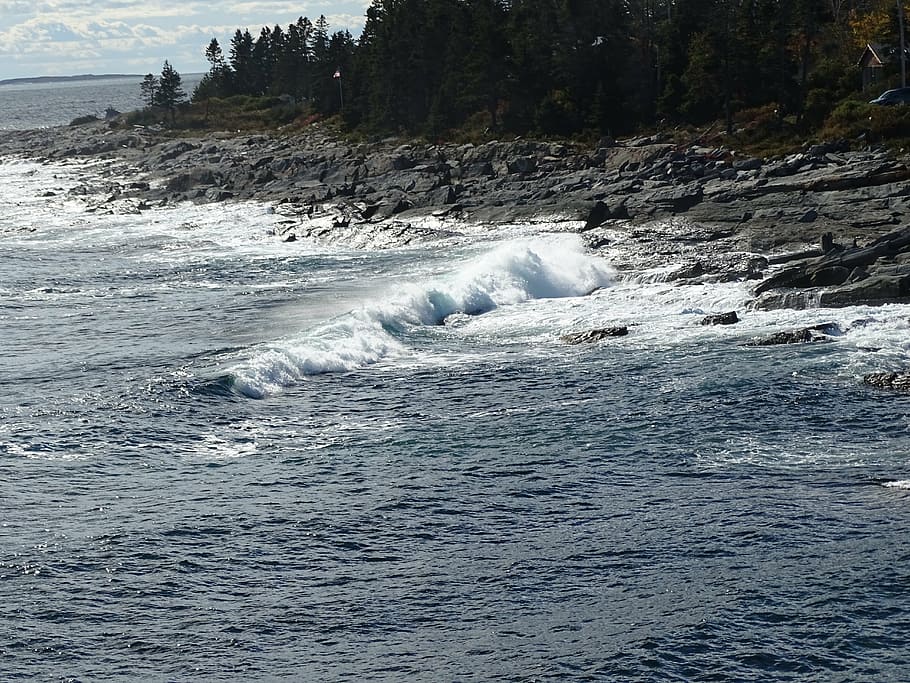 maine, coast, beach, water, beauty in nature, motion, scenics - nature HD wallpaper