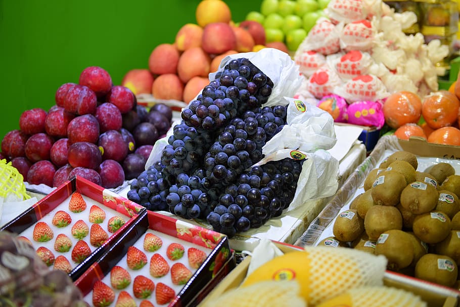 fruit, colourful, grape, strawberry, apricot, food, food and drink HD wallpaper