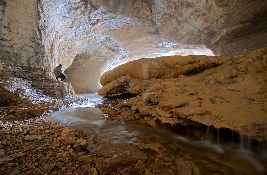 cave, source, porch, limestone, calcite, doubs, roche, water HD wallpaper