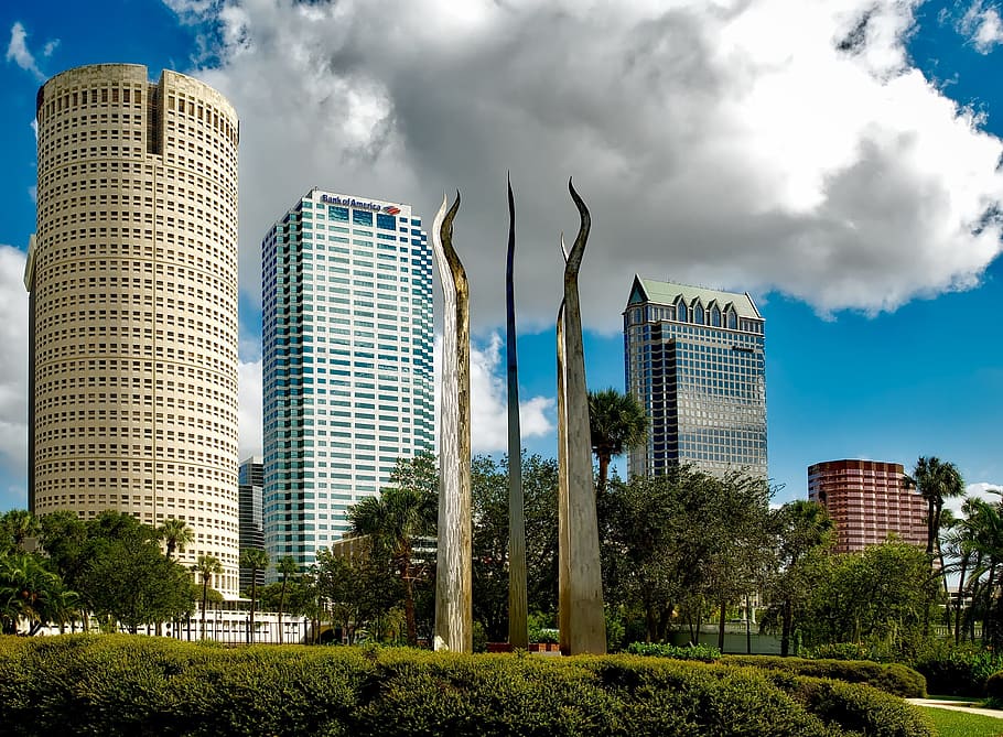 city building structure, tampa, florida, sky, clouds, buildings, HD wallpaper