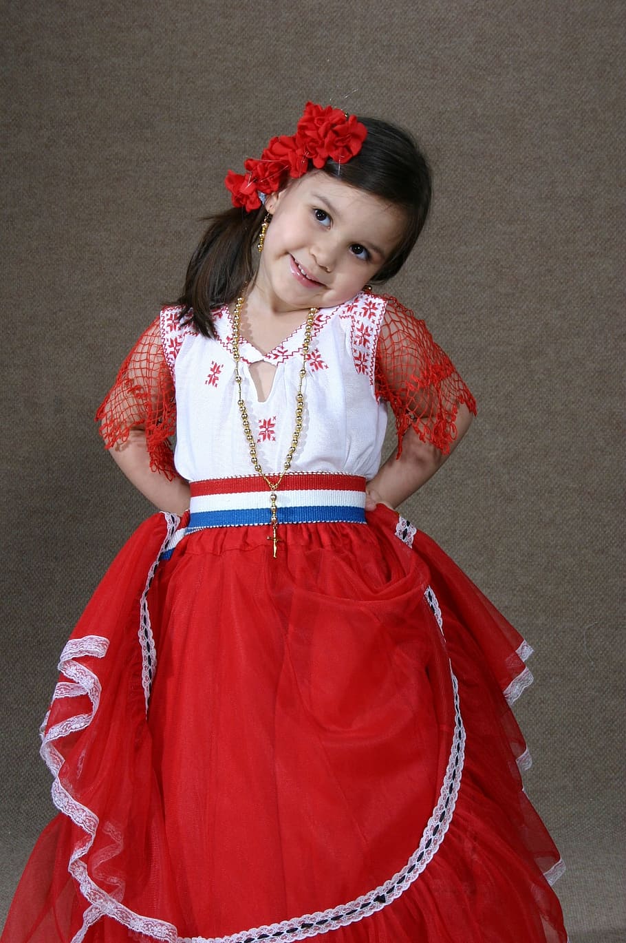 Childhood, Paraguay, Latin America, dress up, ostume, girl, HD wallpaper