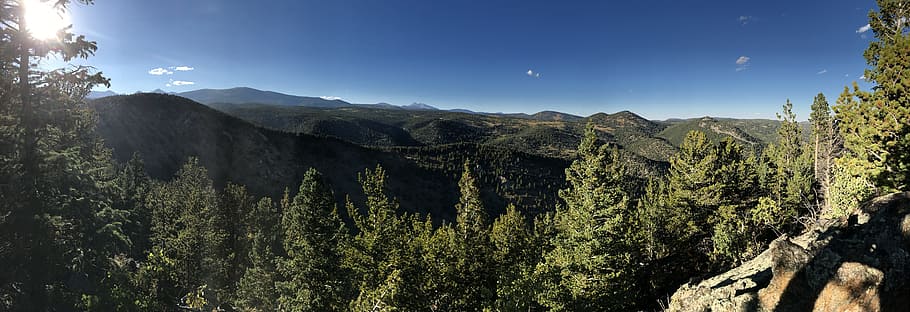Colorado, Mountain, Tree, Panoramic, green, sky, usa, hiking HD wallpaper