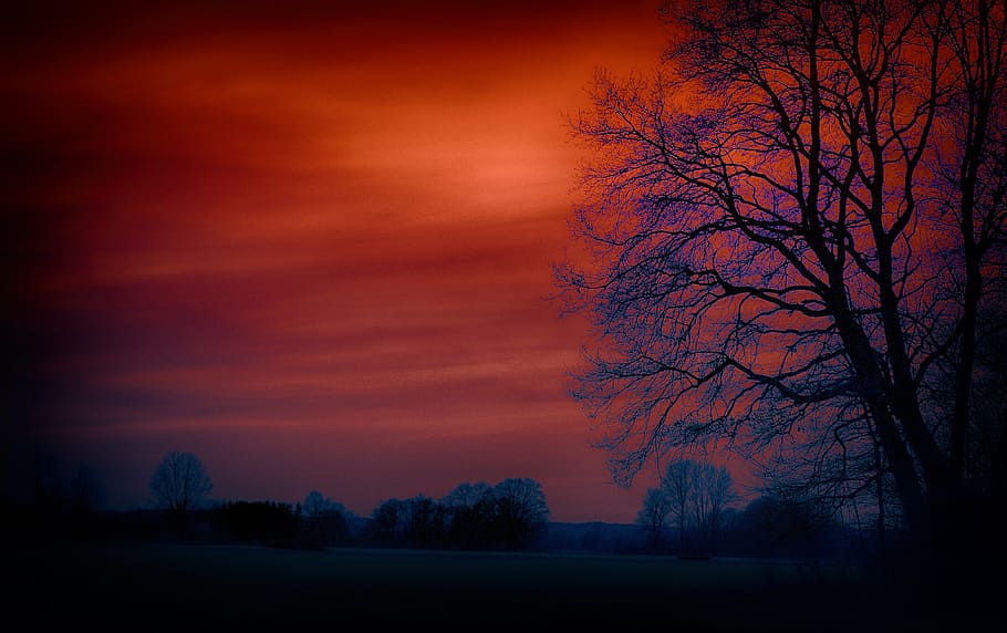landscape, dusk, sunset, sky, nature, abendstimmung, afterglow HD wallpaper
