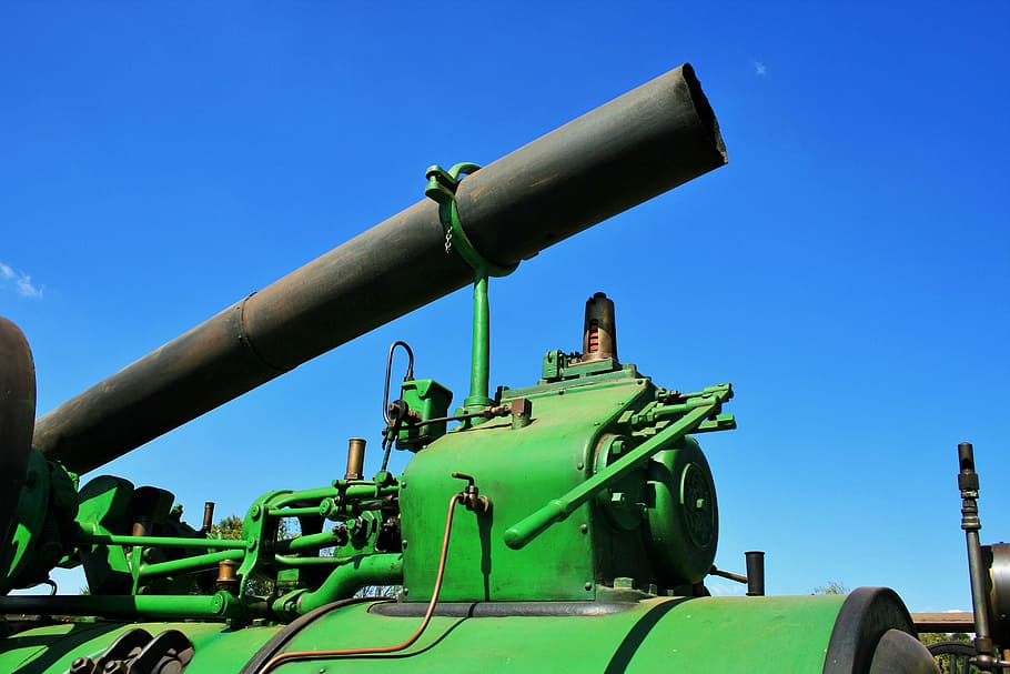 steam engine, power, external, mobile, green, historic, agriculture HD wallpaper