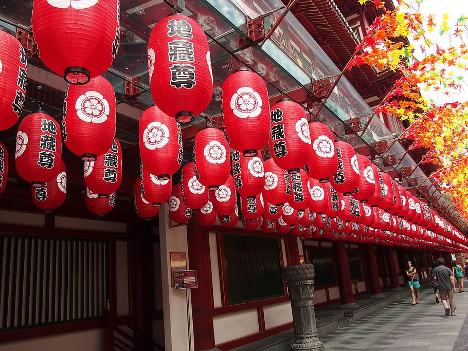 singapore, paper lantern, edo, red, lighting equipment, architecture HD wallpaper