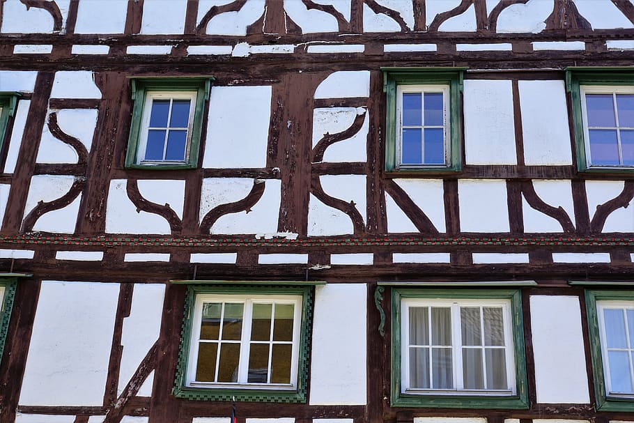 home, mühlheim, facade, truss, old, middle ages, white, old town, HD wallpaper