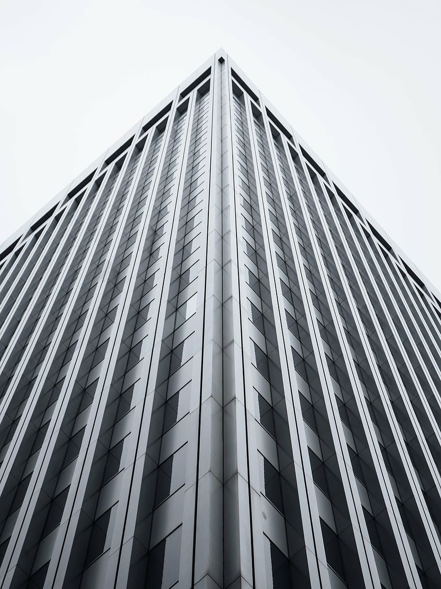 low-angle photography of concrete building during day, gray HD wallpaper