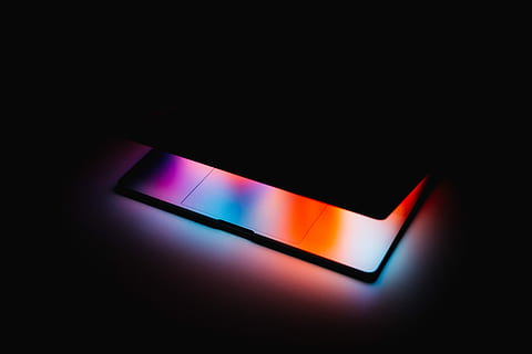 black laptop computer, screen, glow, dark, color, gradient HD wallpaper