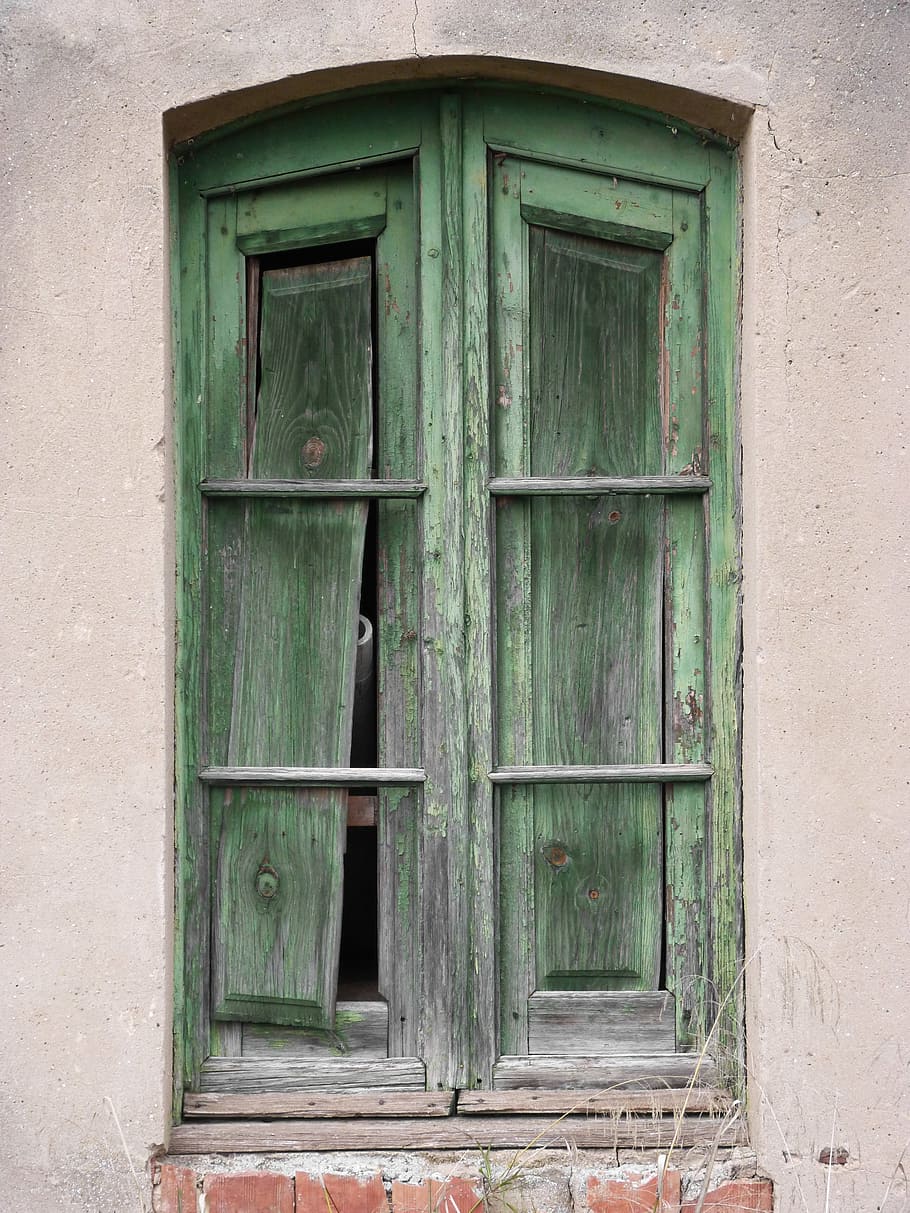 Window, Old, Abandoned, Green, Wood, peeling paint, wood - Material HD wallpaper