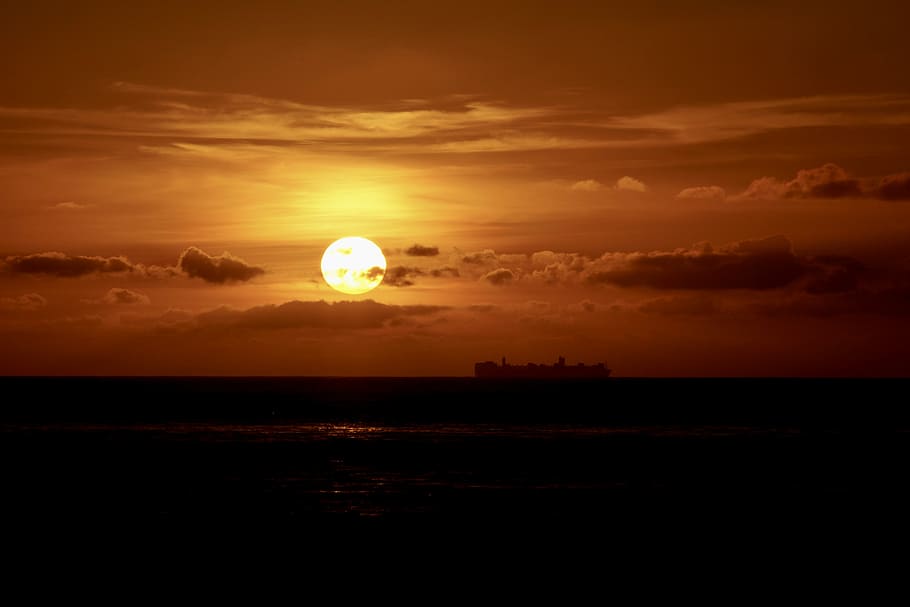 sunset, evening sky, afterglow, clouds, abendstimmung, landscape HD wallpaper