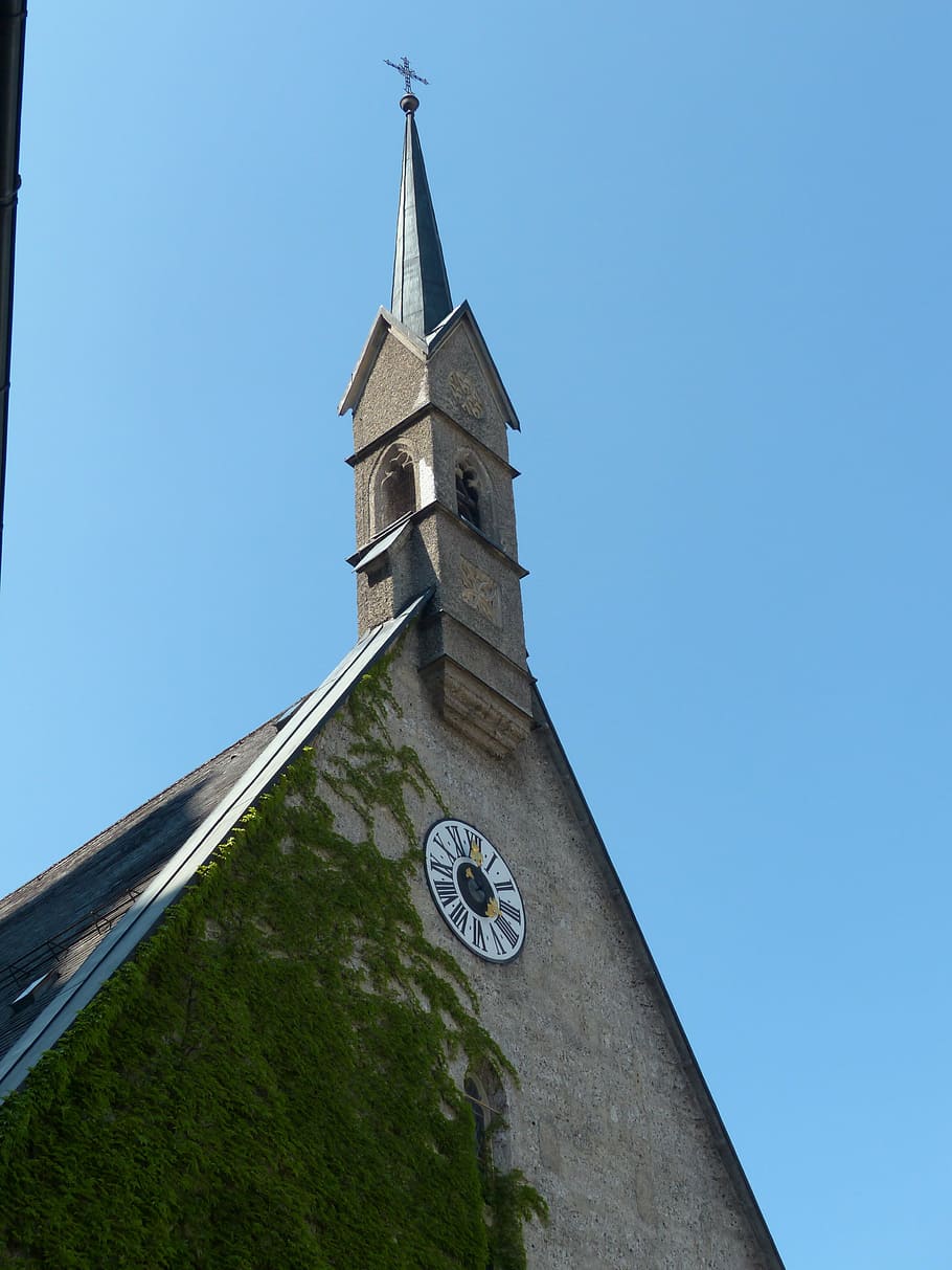 bürgerspital church, steeple, church clock, hospital church, HD wallpaper