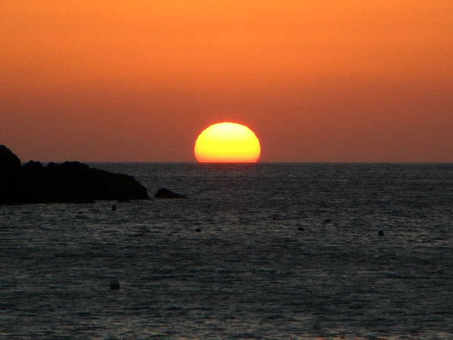 sunset, romance, abendstimmung, sea, sky, water, beauty in nature HD wallpaper